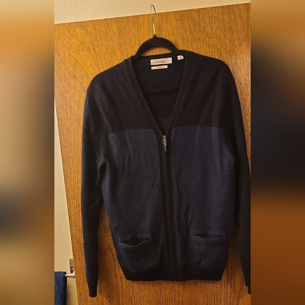 Calvin Klein Woman's Navy Zip-Up Sweater